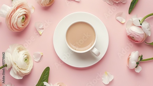 A Symphony of Tea and Petals on a Blush Canvas