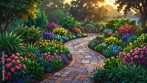 a beautiful garden with colorful flowers on bushes which enhance the beauty of garden