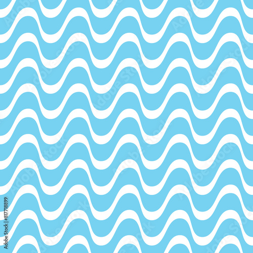Abstract blue vector seamless wavy line pattern