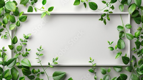 Blank white banner with microgreen frame. Generated by artificial intelligence photo