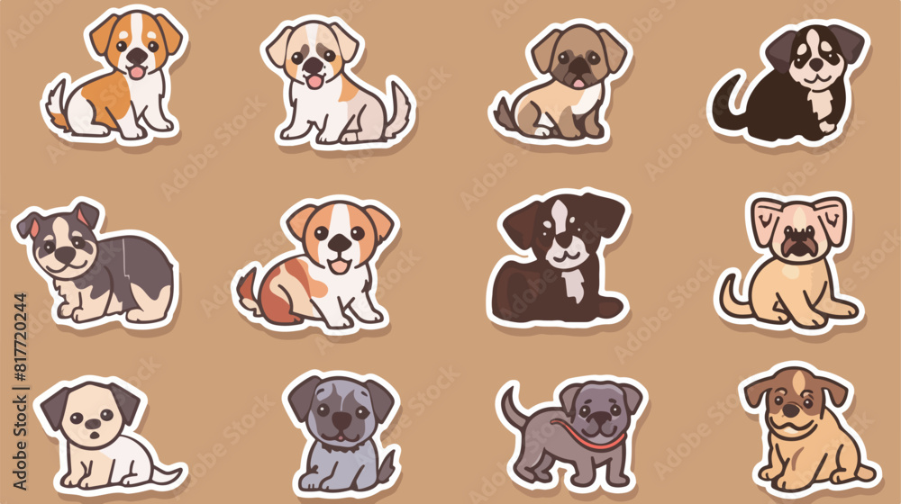 set of cute dogs stickers vector illustration design