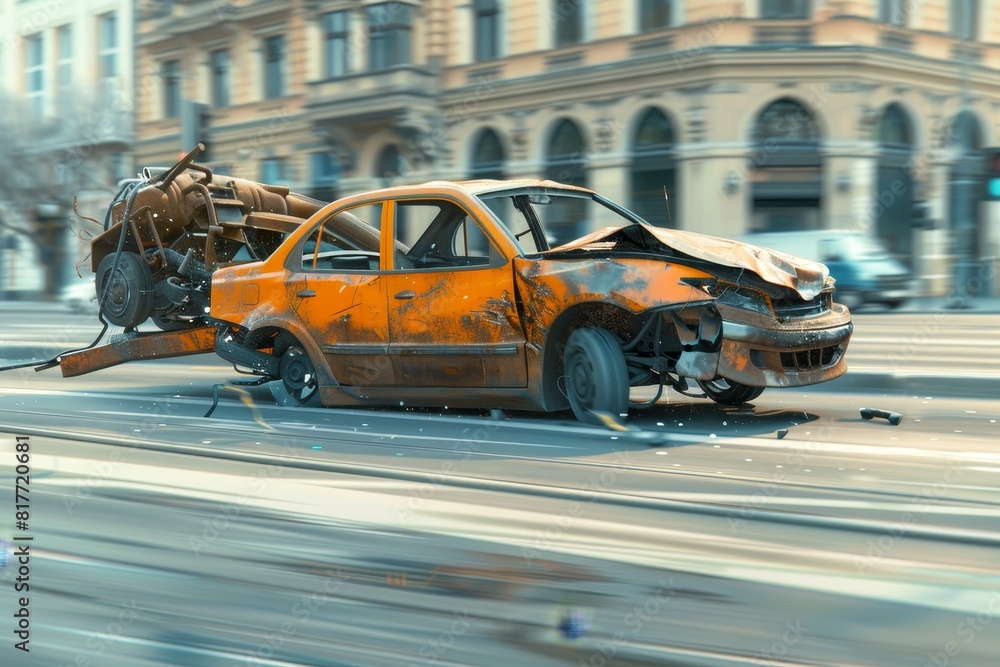 Car that were hit at high speed Car that were hit at high speed