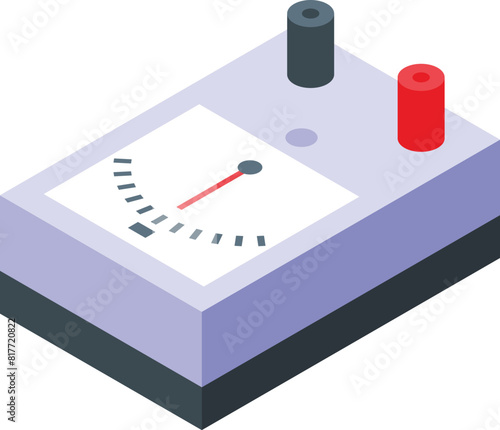 Detailed isometric digital multimeter vector illustration for electrical testing and measurement instrument technology in electronics industry, with precision, accuracy, and durability features