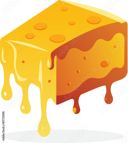 Piece of cheese with dripping liquid