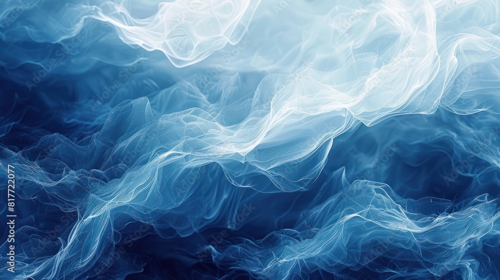 Fototapeta premium An illustration with a curved shape, a blue background texture, and a sea wave pattern.