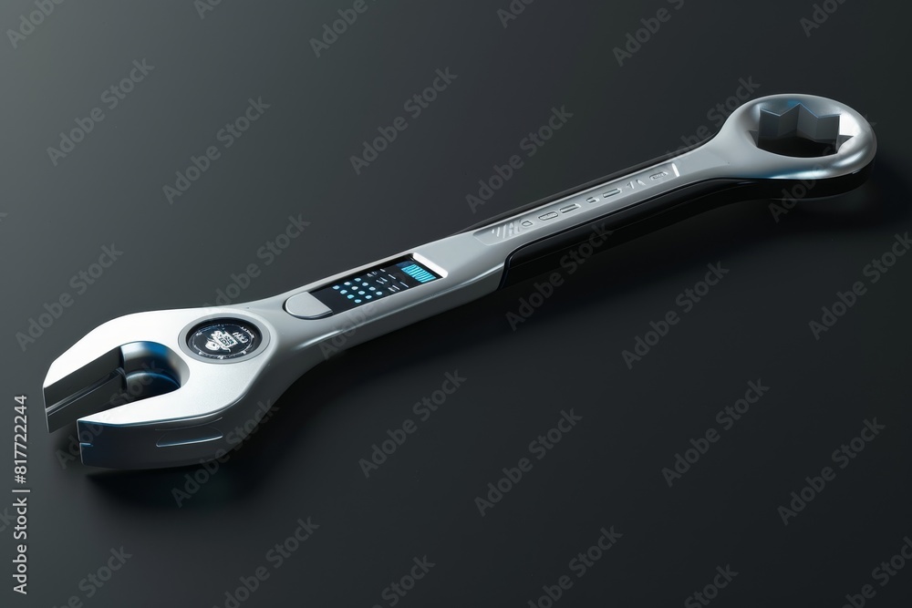 Obraz premium Engineer's wrench in electronic style