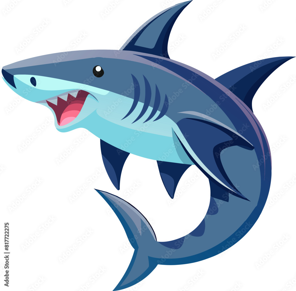 cartoon smiling adorableA shark isolated cartoon smiling adorableA shark isolated