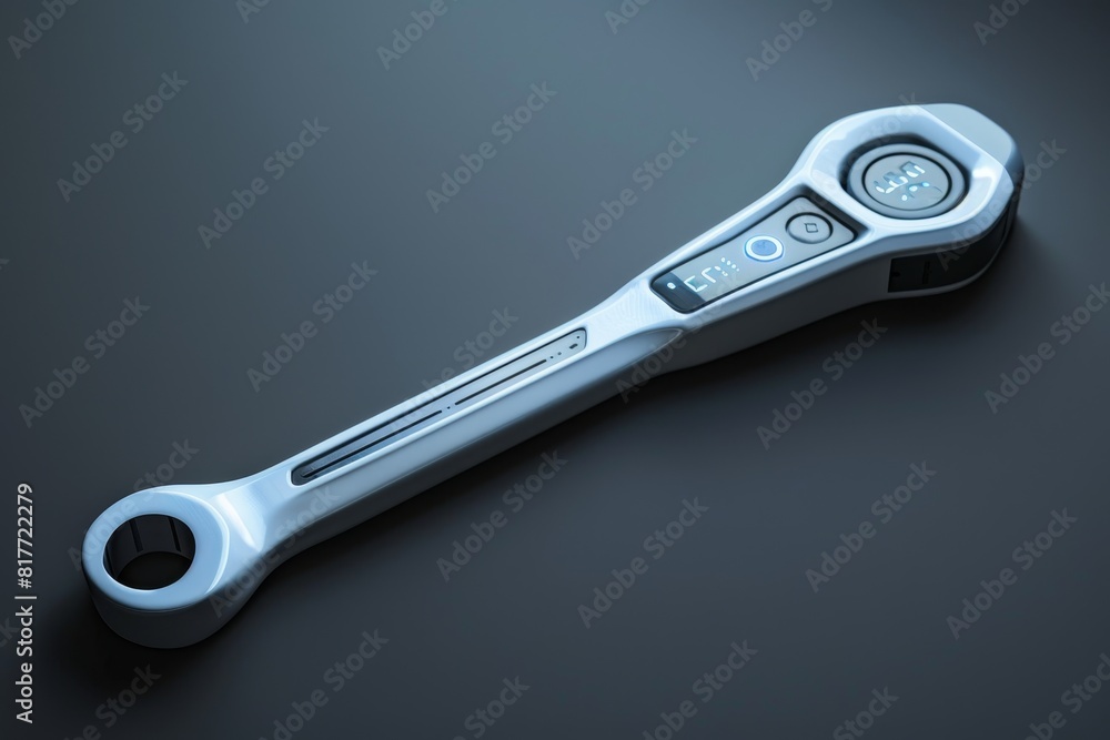 Obraz premium Engineer's wrench in electronic style