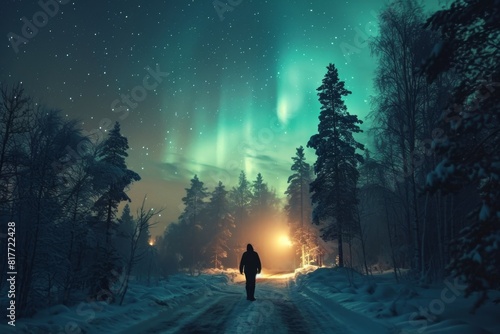 A mesmerizing Northern Lights display in Finland, Ai generated photo