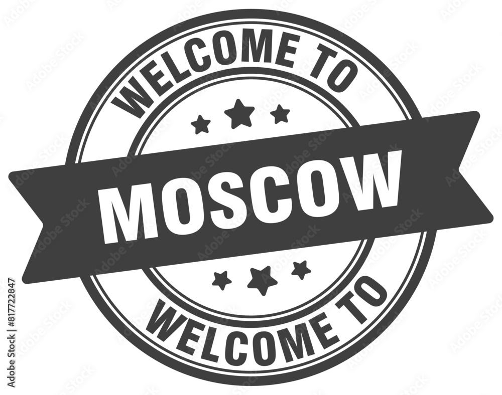 Fototapeta premium Welcome to Moscow stamp. Moscow round sign