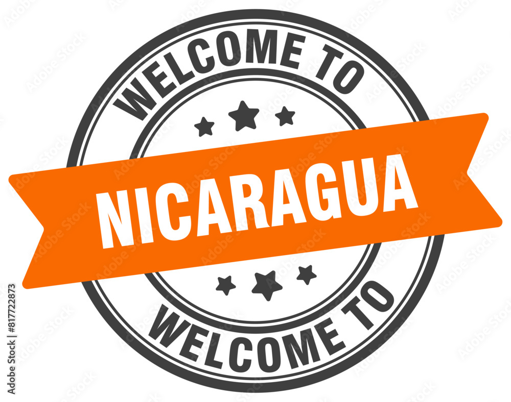 Welcome to Nicaragua stamp. Nicaragua round sign