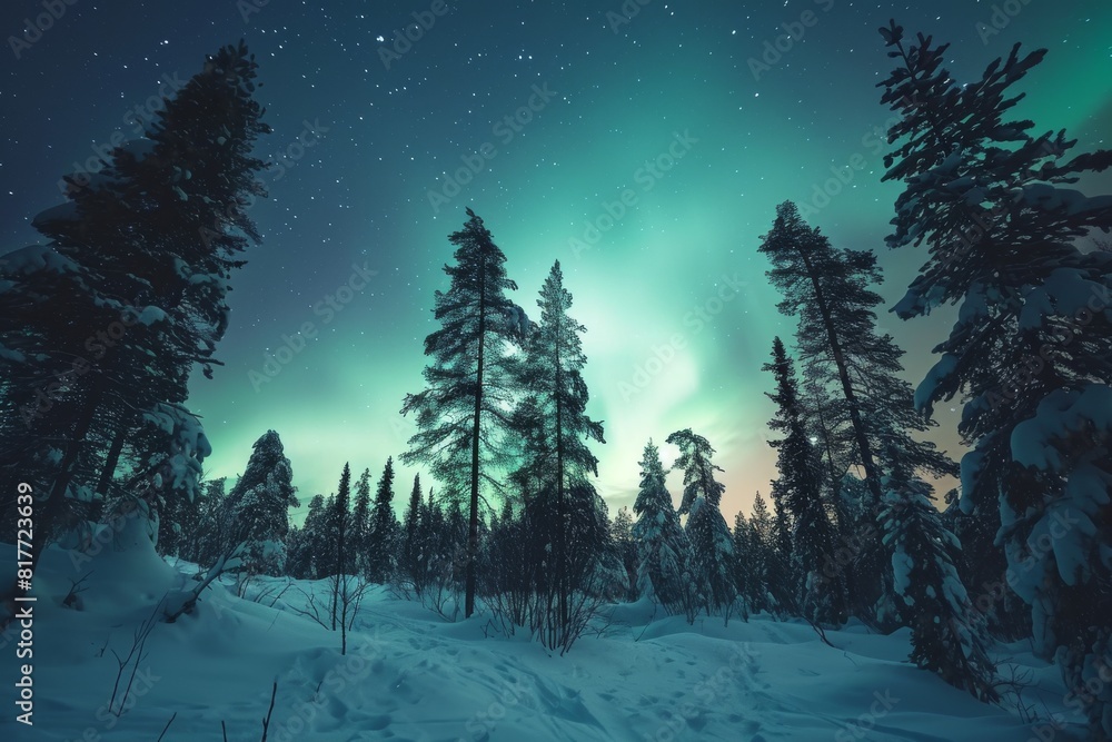 A mesmerizing Northern Lights display in Finland, Ai generated A mesmerizing Northern Lights display in Finland, Ai generated