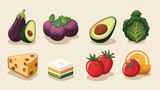 Set of nine healthy food Vector  style vector design i