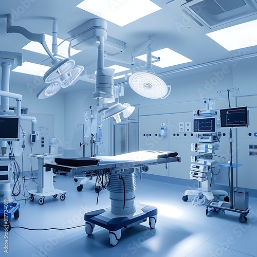 Modern operating room with modern medical equipment background