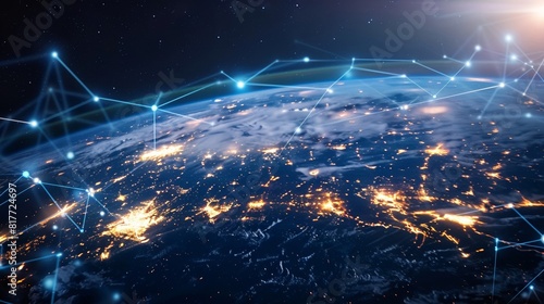 a Glowing Digital Network Connecting the World