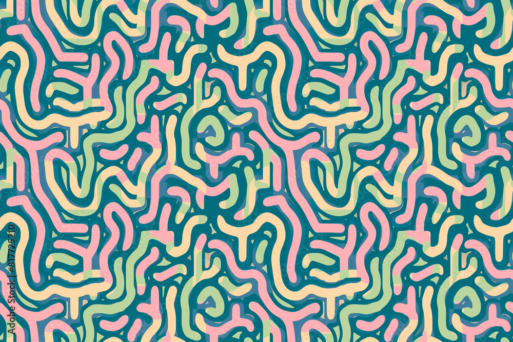 A colorful pattern of lines and curves A colorful pattern of lines and curves