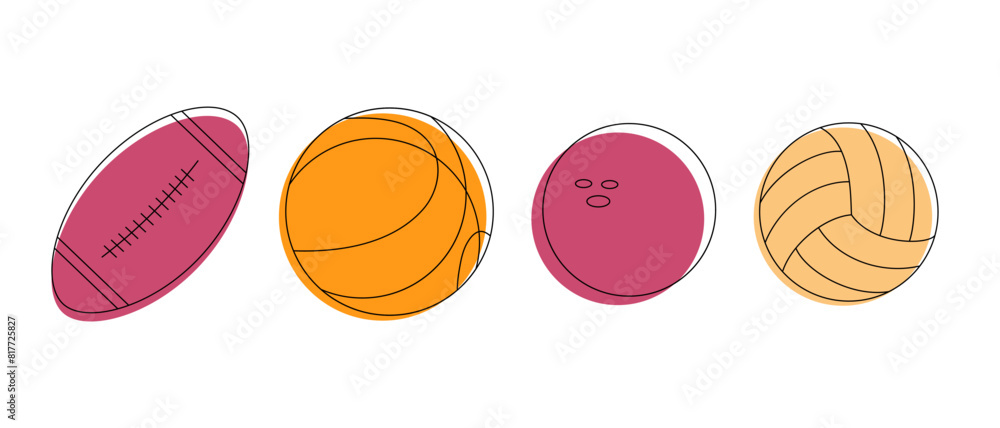 Set of different sport balls. Vector illustration