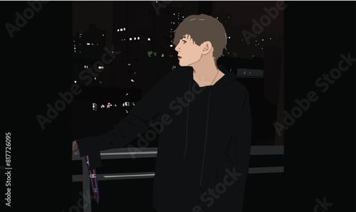 Midnight Urban Dreamer: Aesthetic Boy in the City