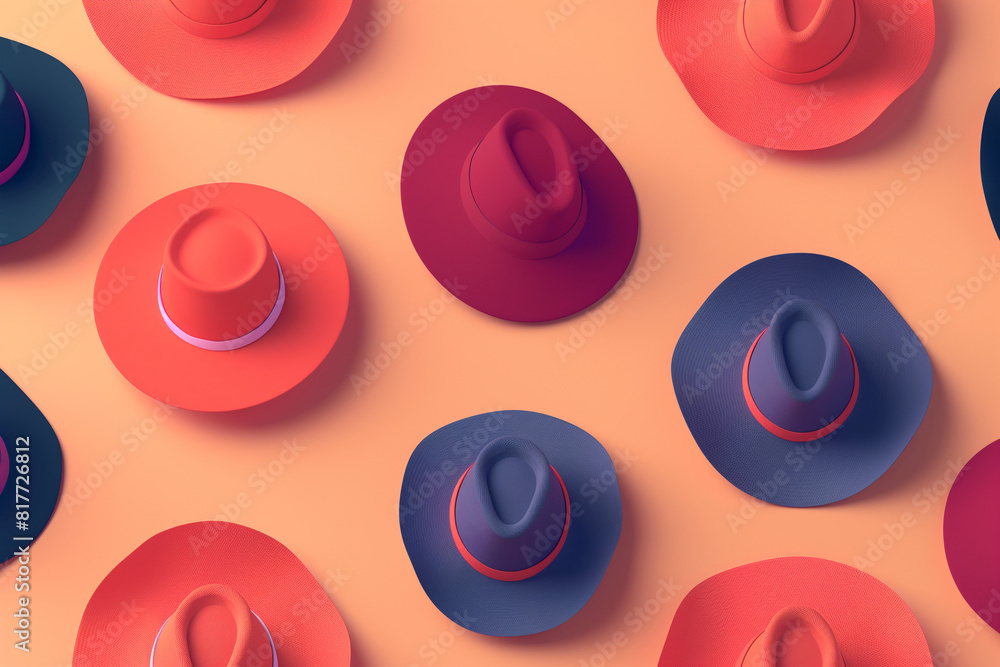 A collection of hats in various colors