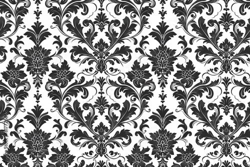 A black and white floral patterned wallpaper