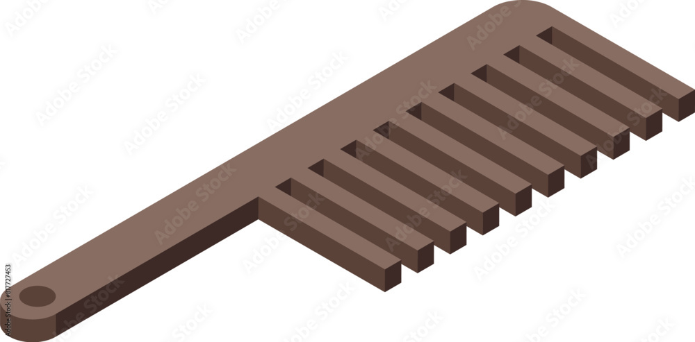 3d isometric digital illustration of a simple brown hair comb on a white background 3d isometric digital illustration of a simple brown hair comb on a white background