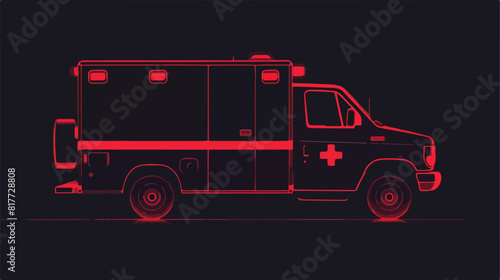 Silhouette ambulance truck with medical symbol Vector