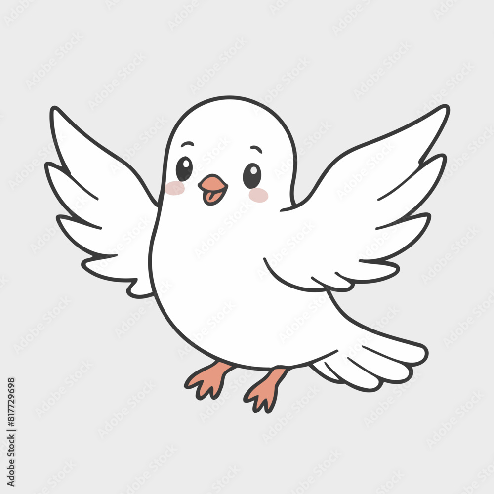 Cute vector illustration of a Dove for kids books Cute vector illustration of a Dove for kids books
