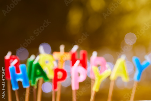 birthday candles on the yellow background