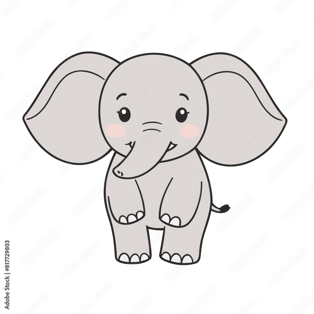 Naklejka premium Cute Elephant for children's books vector illustration