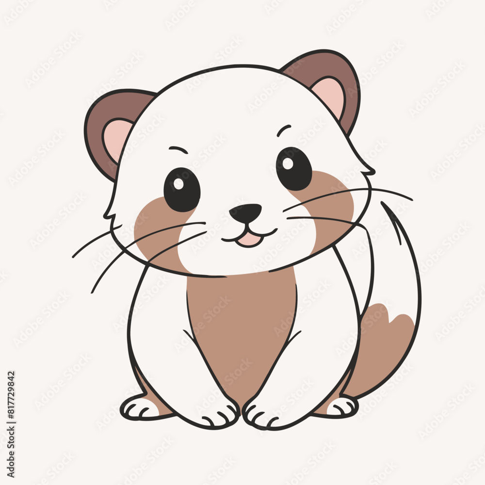 Vector illustration of a cute Ferret for kids Vector illustration of a cute Ferret for kids