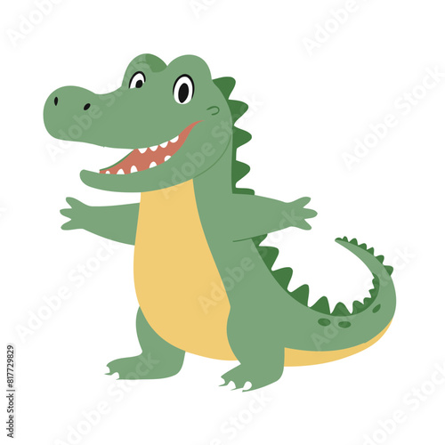 Cute vector illustration of a Alligator for toddlers story books
