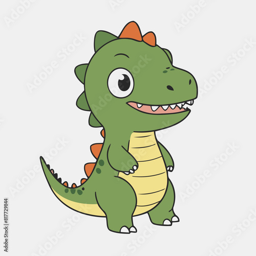 Vector illustration of a cute Dino for toddlers story books