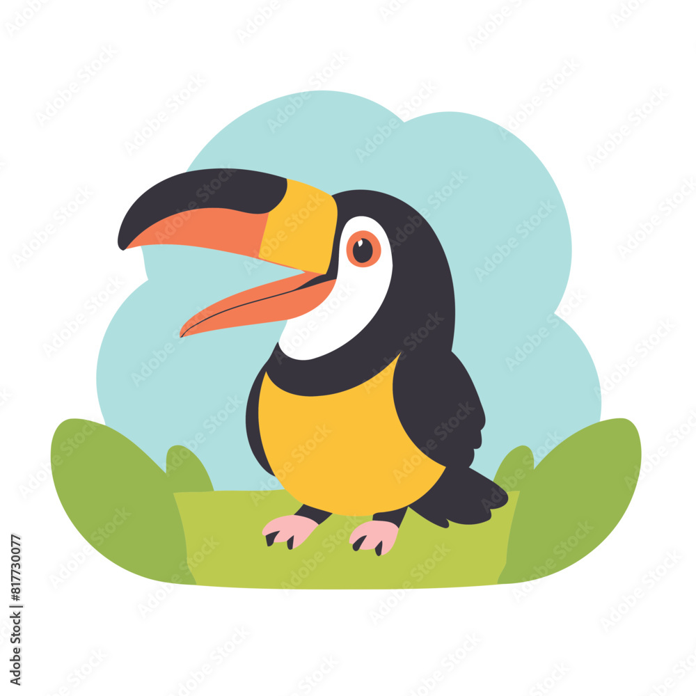 Naklejka premium Cute Toucan for preschoolers' storybook vector illustration