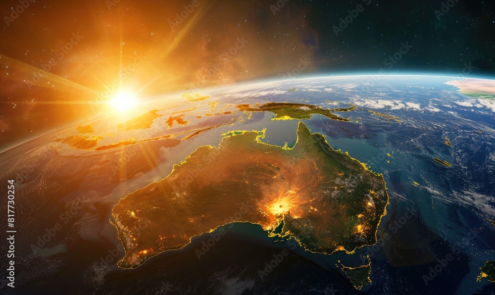 Fototapeta premium Urgency of action, global warming threat in Australia and Southeast Asi