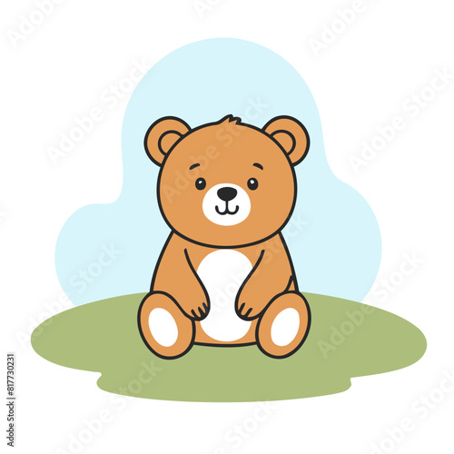 Vector illustration of an adorable Bear for young readers' books