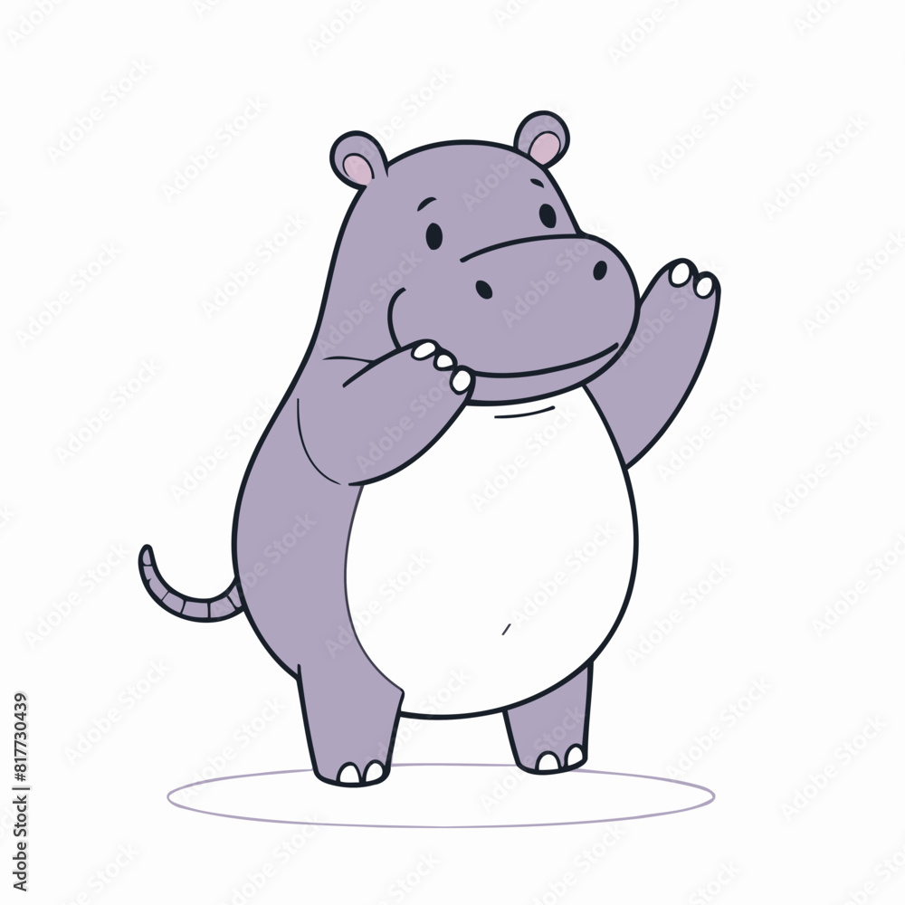 Fototapeta premium Cute Hippo for children's bedtime stories vector illustration