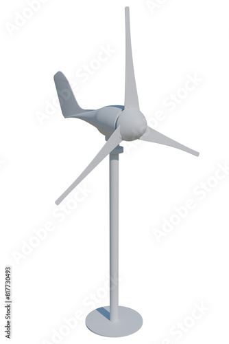 Horizontal Axis Wind Turbine 3D rendering isolated photo