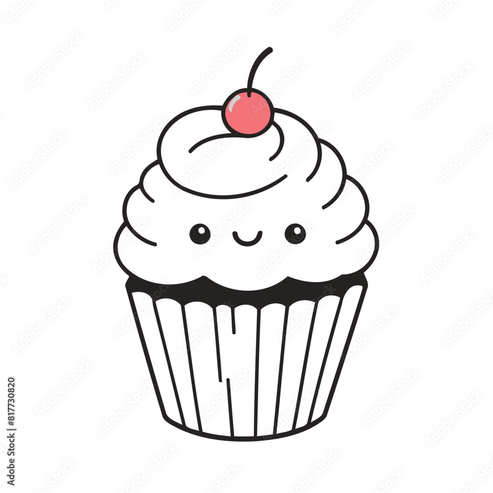 Cute vector illustration of a Cupcake for kids books Cute vector illustration of a Cupcake for kids books