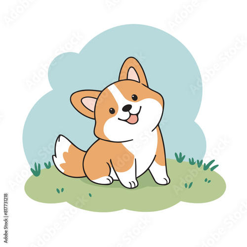 Vector illustration of a playful Corgi for preschoolers' storytime