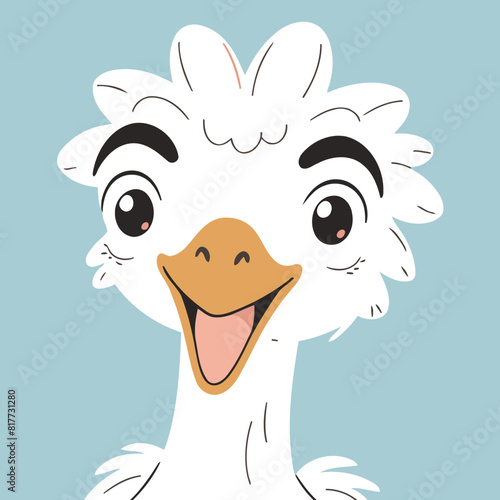 Cute Ostrich for kids' storybook vector illustration photo