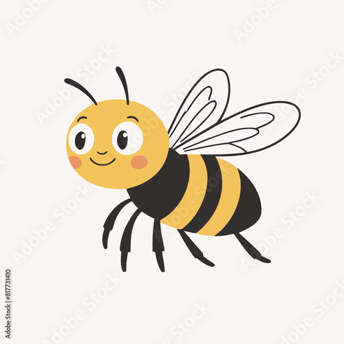 Cute Bee for young readers' picture book vector illustration