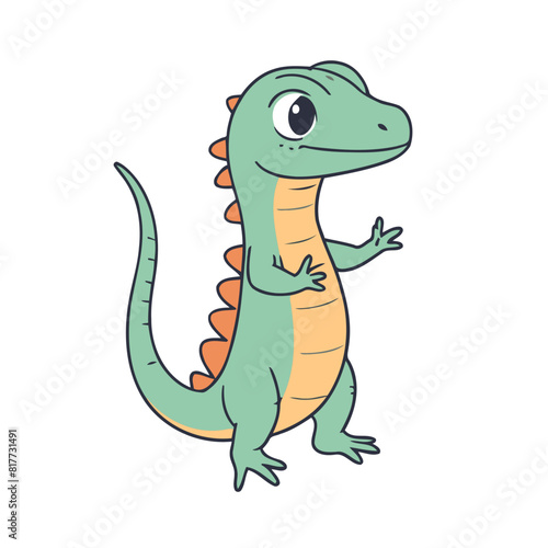 Cute vector illustration of a Lizard for children book