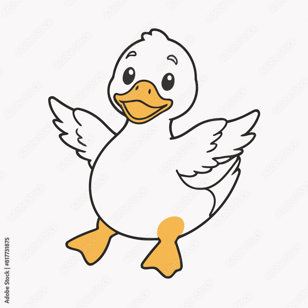 Vector illustration of a sweet Duck for youngsters' imaginative journeys Vector illustration of a sweet Duck for youngsters' imaginative journeys
