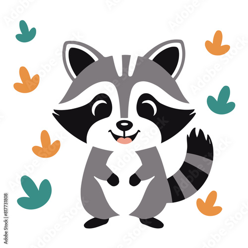 Vector illustration of a sweet Raccoon for youngsters' imaginative journeys