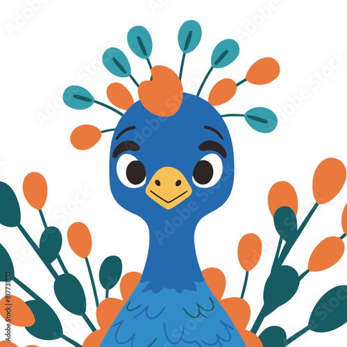 Vector illustration of a sweet Peacock for youngsters' imaginative journeys