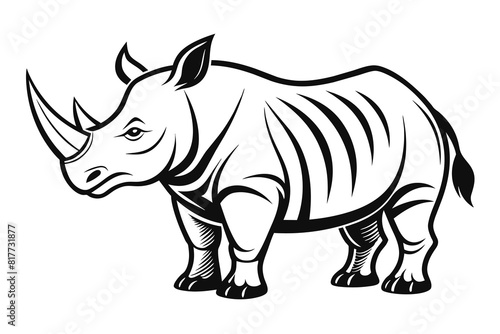 Set of rhino Silhouette Design Vector Illustration on white background