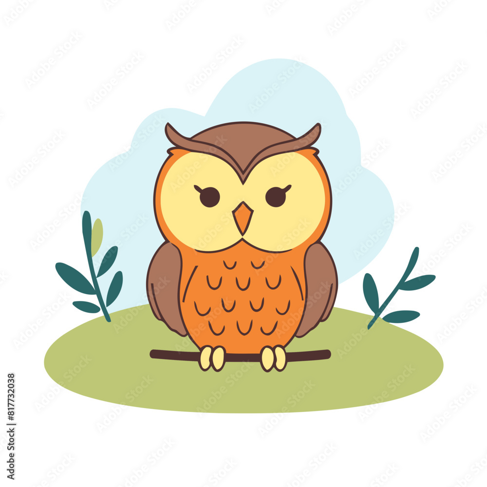 Fototapeta premium Vector illustration of a delightful Owl for early readers' enjoyment