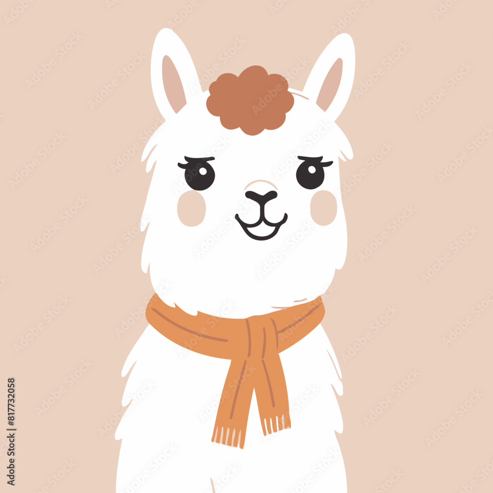 Obraz premium Cute Alpaca vector illustration for little ones' bedtime routines