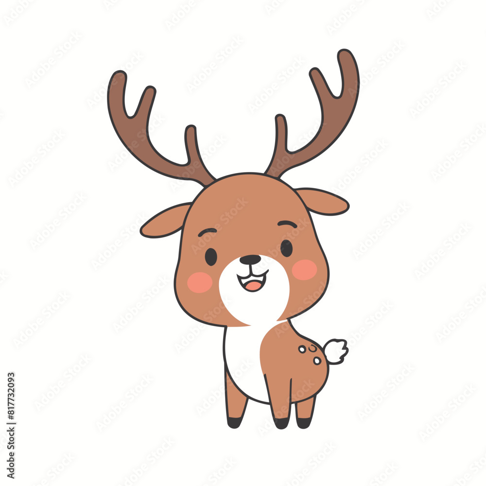 Vector illustration of a cute Reindeer for toddlers story books Vector illustration of a cute Reindeer for toddlers story books