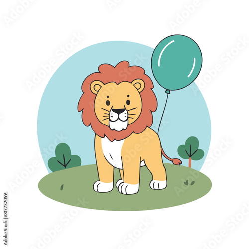 Cute vector illustration of a Lion for youngsters' imaginative stories